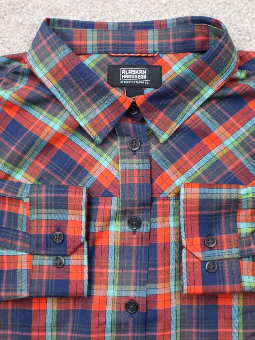 Alaskan Hardgear Shirt Womens Large Red/Blue Plaid Duluht AKHG Midnight Sun L/S